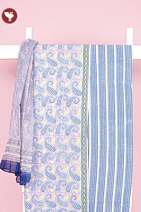 Cambric Cotton Dress Material With Kota Dupatta in Block Print