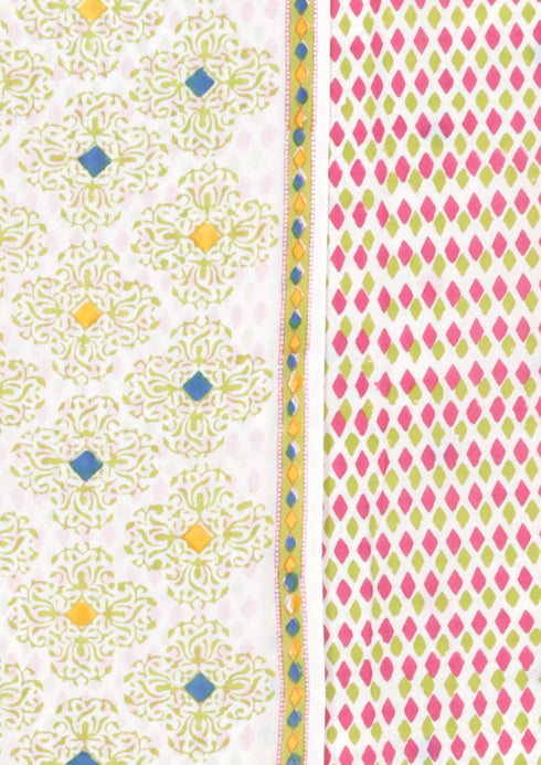 Cambric Cotton Dress Material With Kota Dupatta in Block Print