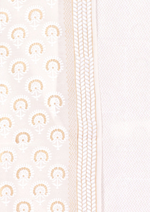 Chanderi Silk Dress Material With Dupatta In Block Print