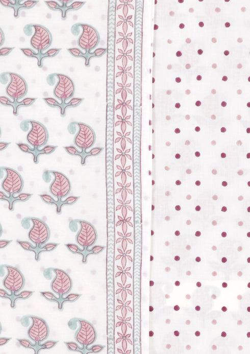 Chanderi Silk Dress Material With Dupatta In Floral Block Print