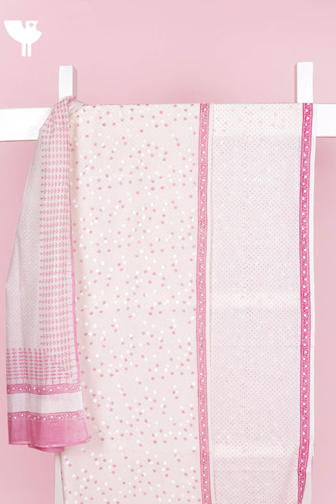 Chanderi Silk Dress Material With Dupatta In Block Print