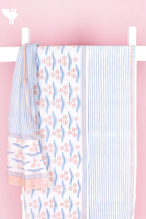 Chanderi Silk Dress Material With Dupatta In Floral Block Print