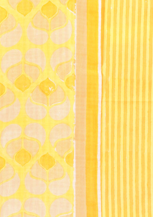 Chanderi Silk Dress Material With Dupatta In Block Print