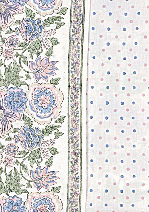 Chanderi Silk Dress Material With Dupatta In Floral Block Print