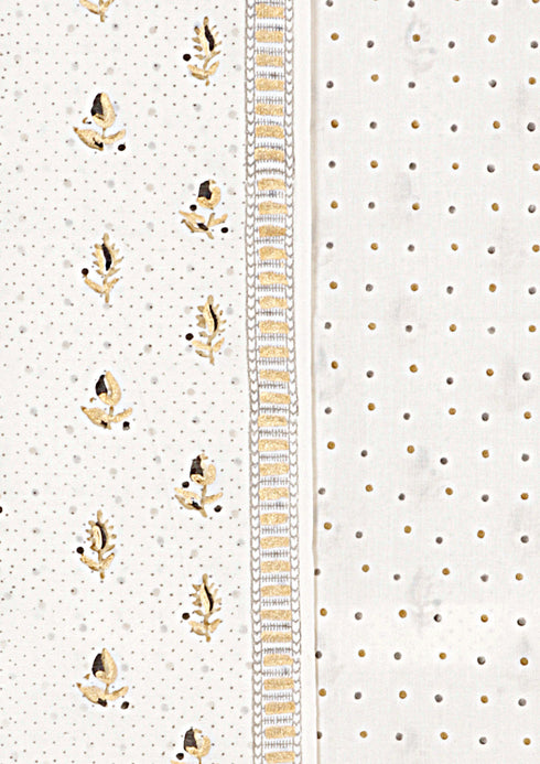 Chanderi Silk Dress Material With Dupatta In Floral Block Print