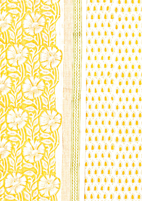 Chanderi Silk Dress Material With Dupatta In Floral Block Print
