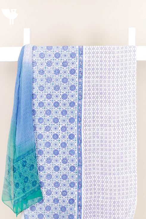 Bizzy Lizzy Dress Material With Chiffon Dupatta in Block Print