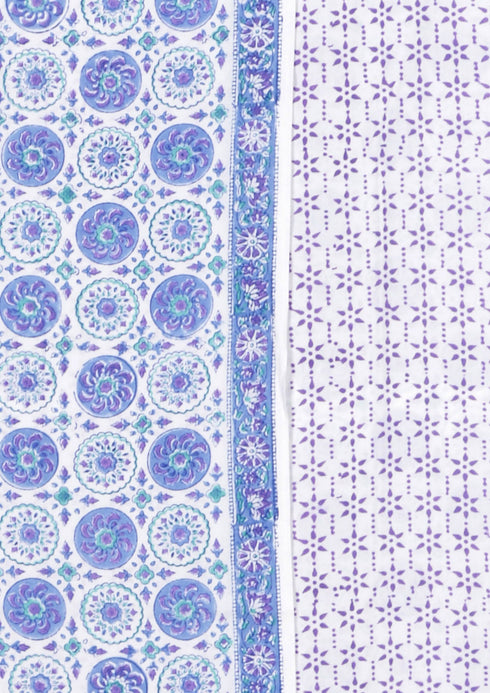 Bizzy Lizzy Dress Material With Chiffon Dupatta in Block Print