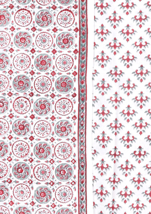 Bizzy Lizzy Dress Material With Chiffon Dupatta in Geometric Block Print