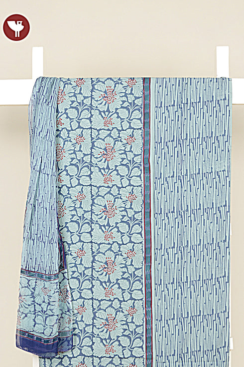 Bizzy Lizzy Dress Material With Chiffon Dupatta In Floral Block Print