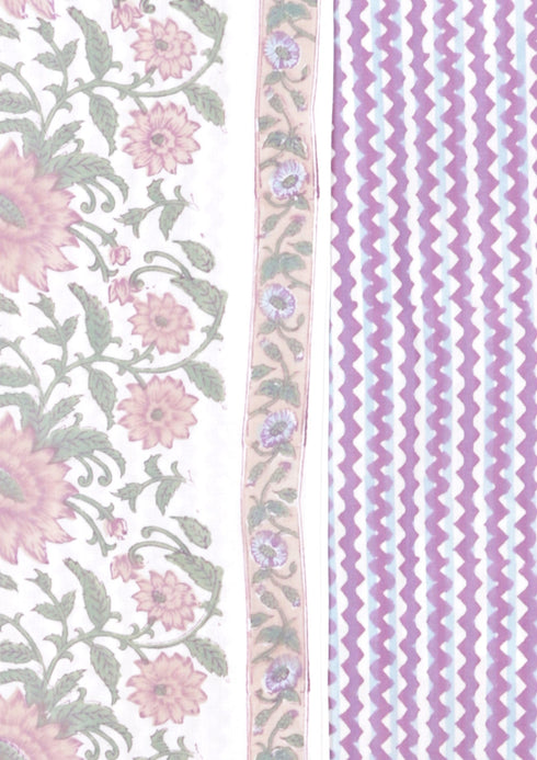 Bizzy Lizzy Dress Material With Chiffon Dupatta In Floral Block Print