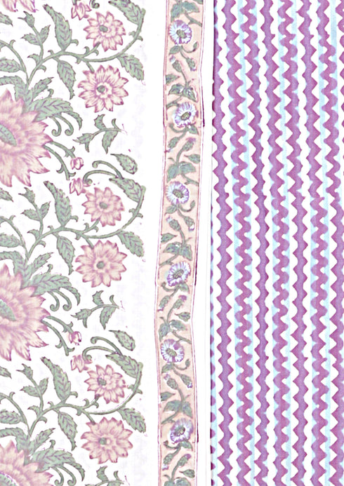 Bizzy Lizzy Dress Material With Chiffon Dupatta In Floral Block Print