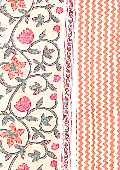 Bizzy Lizzy Dress Material With Chiffon Dupatta In Floral Block Print