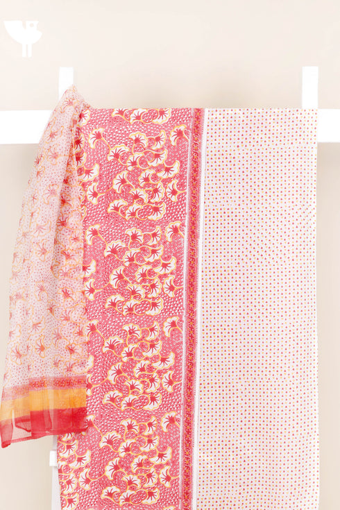 Bizzy Lizzy Dress Material With Kota Dupatta In Floral Block Print