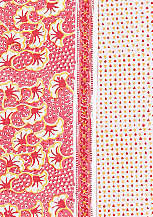 Bizzy Lizzy Dress Material With Kota Dupatta In Floral Block Print