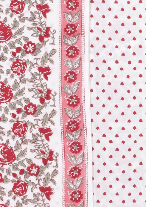 Bizzy Lizzy Dress Material With Kota Dupatta In Floral Block Print