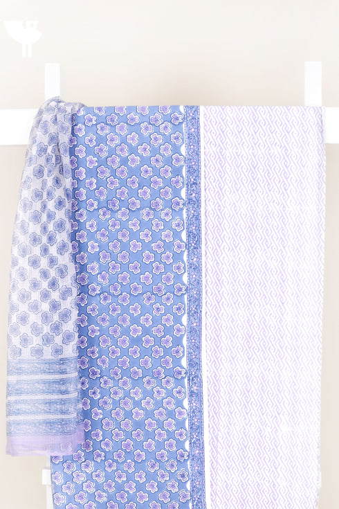 Bizzy Lizzy Dress Material With Kota Dupatta In Floral Block Print