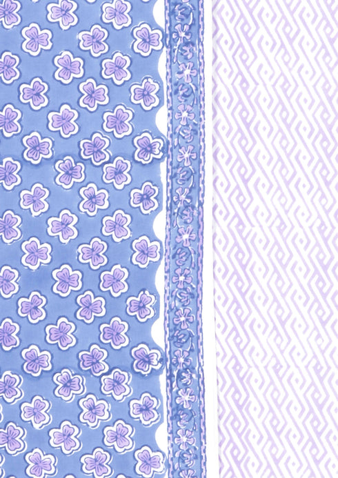 Bizzy Lizzy Dress Material With Kota Dupatta In Floral Block Print