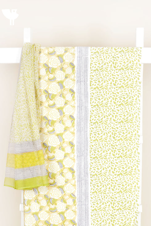 Bizzy Lizzy Dress Material With Kota Dupatta in Block Print