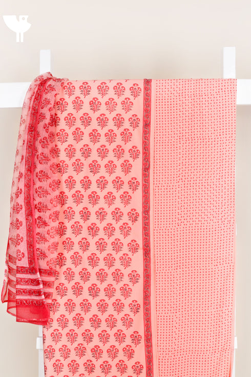 Bizzy Lizzy Dress Material With Kota Dupatta in Block Print