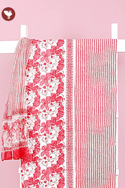Bizzy Lizzy Dress Material With Kota Dupatta in Block Print