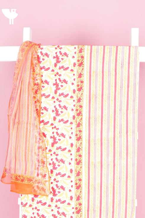 Bizzy Lizzy Dress Material With Kota Dupatta in Block Print