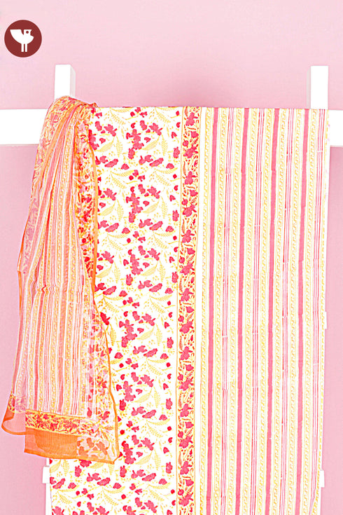 Bizzy Lizzy Dress Material With Kota Dupatta in Block Print