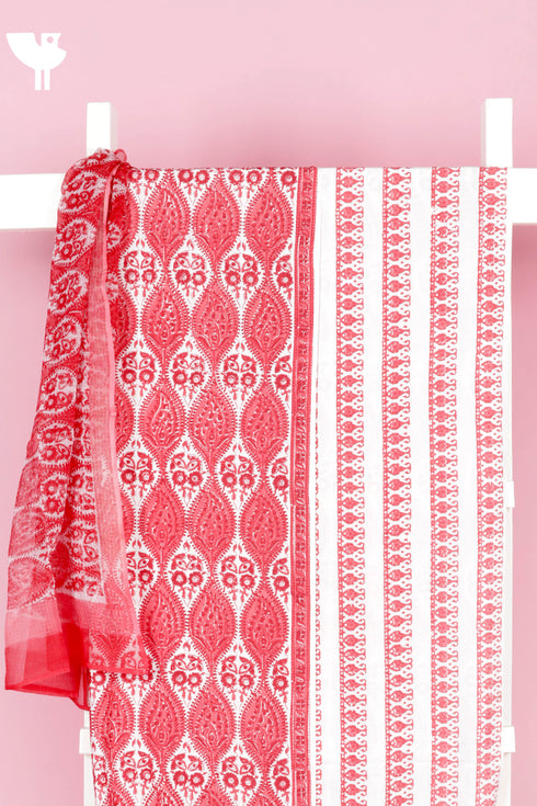 Bizzy Lizzy Dress Material With Kota Dupatta in Block Print