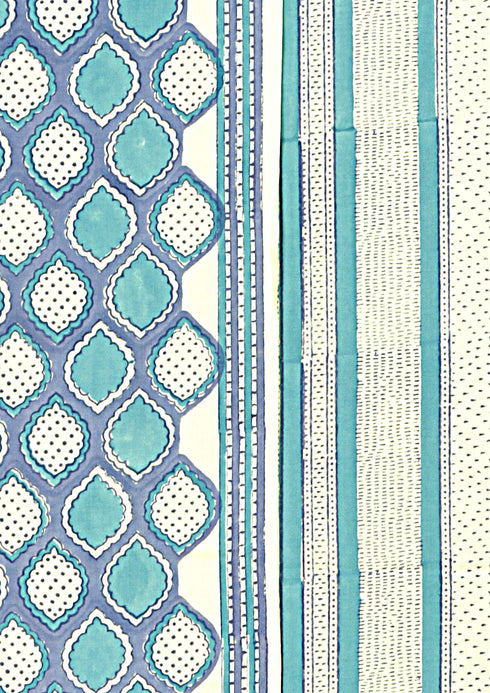 Bizzy Lizzy Dress Material With Kota Doria Dupatta in Geometric Block Print