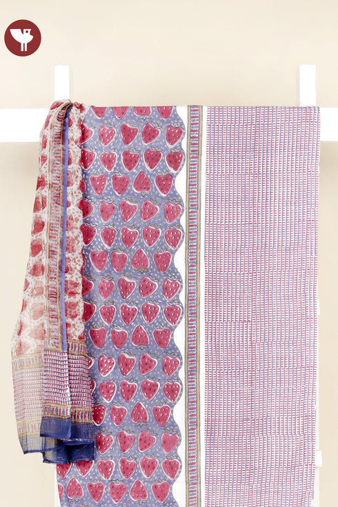 Bizzy Lizzy Dress Material With Kota Dupatta In Block Print