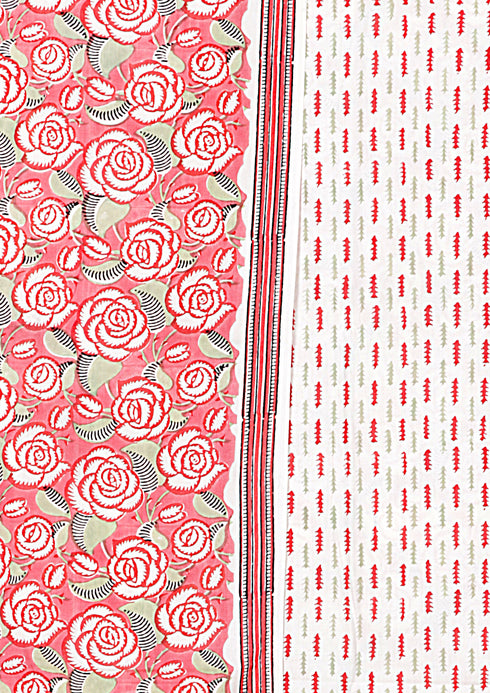 Bizzy Lizzy Dress Material With Kota Dupatta in Floral Block Print