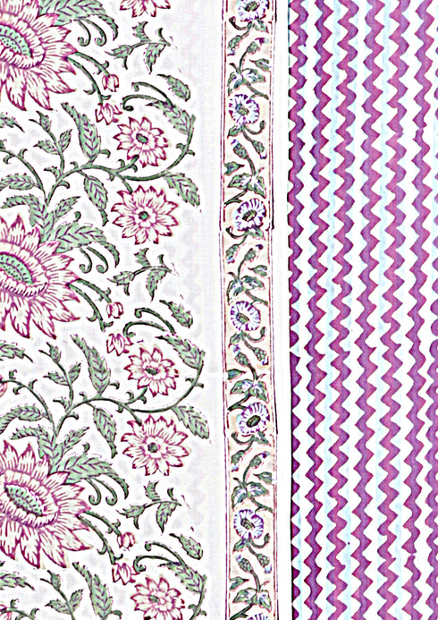 Bizzy Lizzy Dress Material With Kota Dupatta In Floral Block Print