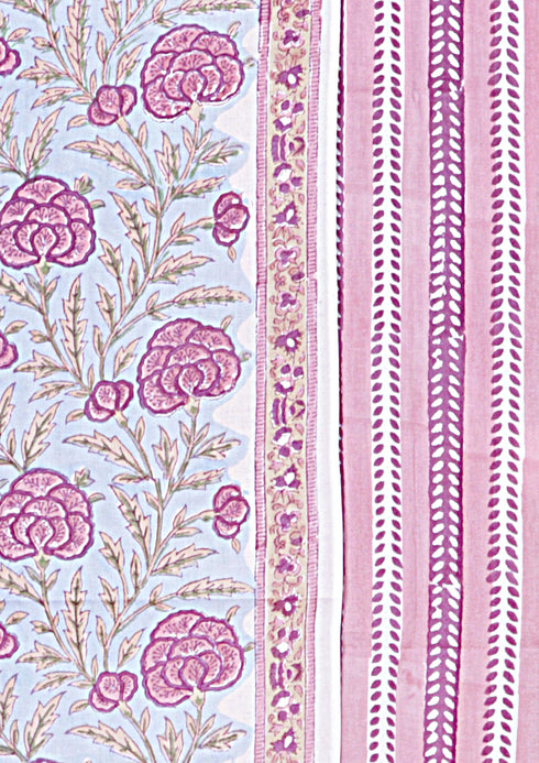 Terry Voile Dress Material with Kota Dupatta In Floral Block Print