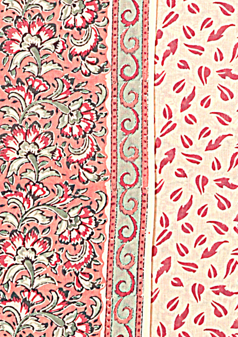 Terry Voile Dress Material with Kota Dupatta In Floral Block Print