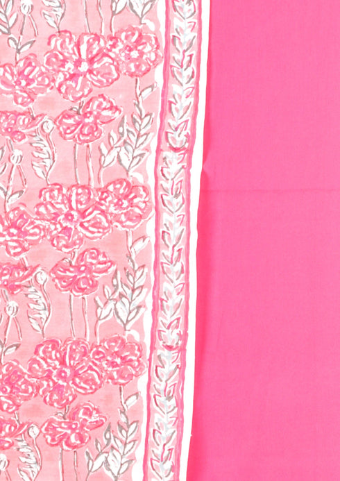 Chanderi Silk Dress Material With Dupatta In Block Print