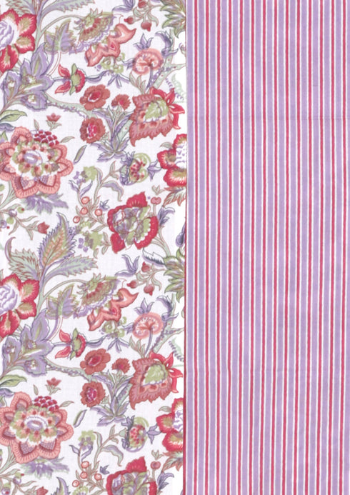 Cambric Cotton White & Pink Two Piece Dress Material