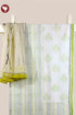 Cambric Cotton Dress Material With Kota Dupatta in Lime Green And Chartreuse Block Print