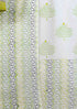 Cambric Cotton Dress Material With Kota Dupatta in Lime Green And Chartreuse Block Print