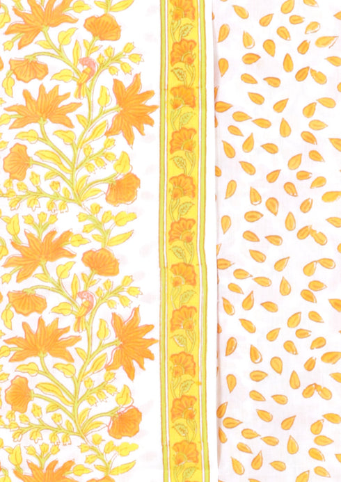 Cambric Cotton Dress Material With Kota Dupatta In Floral Block Print