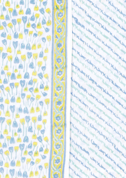 Cambric Cotton Dress Material With Kota Doria Dupatta in Floral Block Print