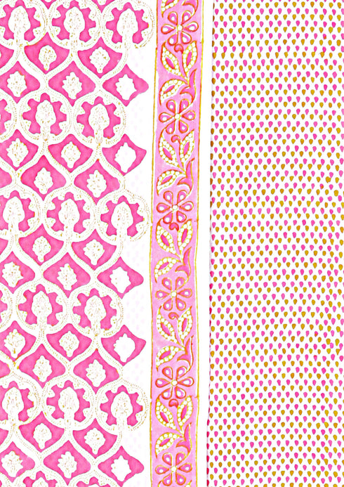 Cambric Cotton Dress Material With Kota Dupatta In Floral Block Print
