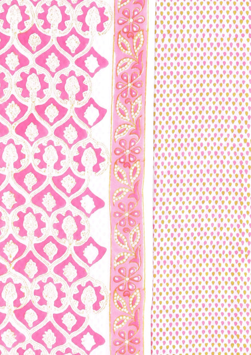 Cambric Cotton Dress Material With Kota Dupatta In Floral Block Print