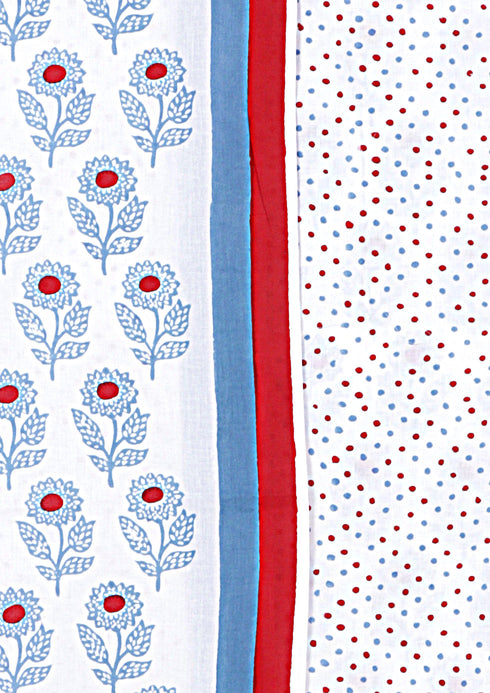 Cambric Cotton Dress Material With Kota Dupatta In Floral Block Print