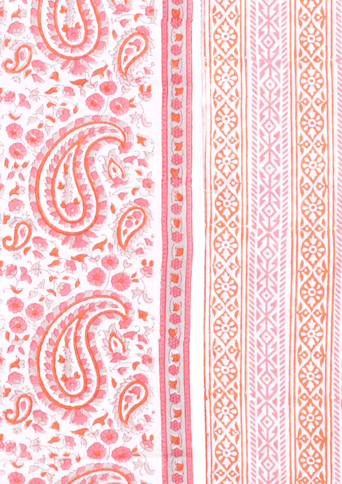 Cambric Cotton Dress Material With Chiffon Dupatta in Floral Block Print