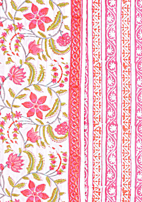 Cambric Cotton Dress Material With Chiffon Dupatta in Block Print