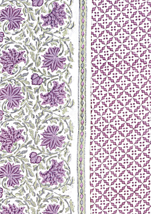 Cotton Cambric Dress Material with Chiffon Dupatta in Floral Block Print