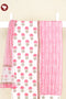 Stripe Cambric Cotton Dress Material With Kota Dupatta In Floral Block Print