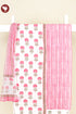 Stripe Cambric Cotton Dress Material With Kota Dupatta In Floral Block Print