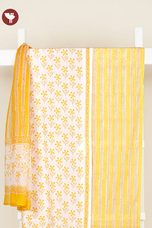 Terry Voile Dress Material with Kota Dupatta In Floral Block Print