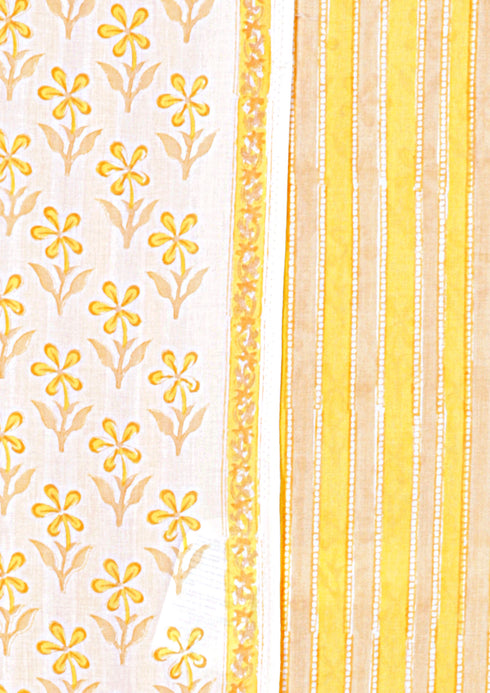 Terry Voile Dress Material with Kota Dupatta In Floral Block Print